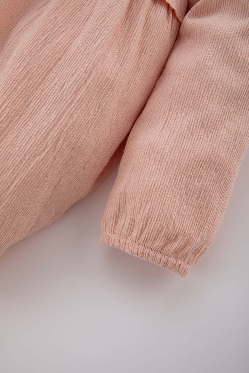 ديفاكتو فستان بيبي بناتي كم طويل قصة عادية بياقة مستديرة - Image 3